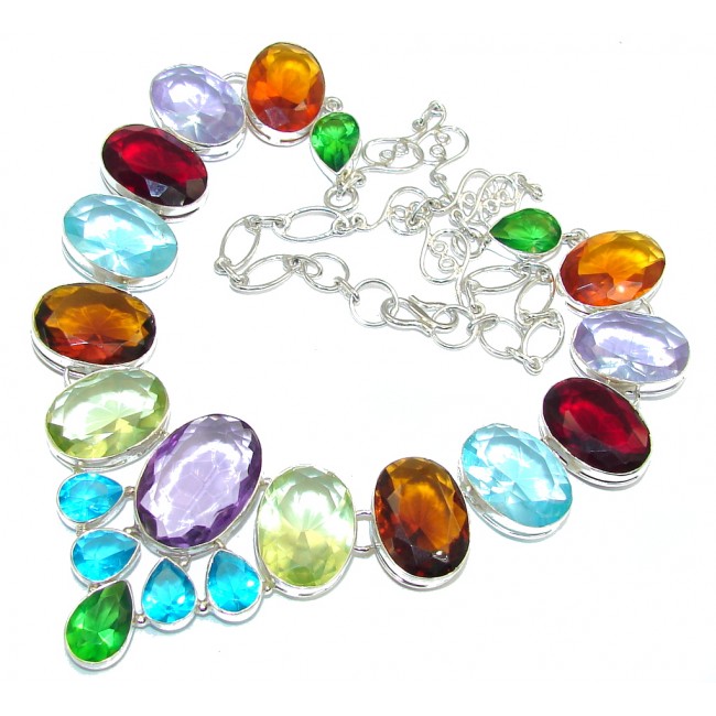 Fiesta Hues multicolor Quartz Handcrafted Sterling Silver Necklace