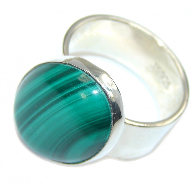 AAA Precious Green Malachite Sterling Silver ring s. 8