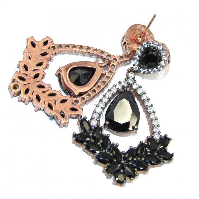 Victorian Style! Black Spinel & White Topaz Sterling Silver earrings