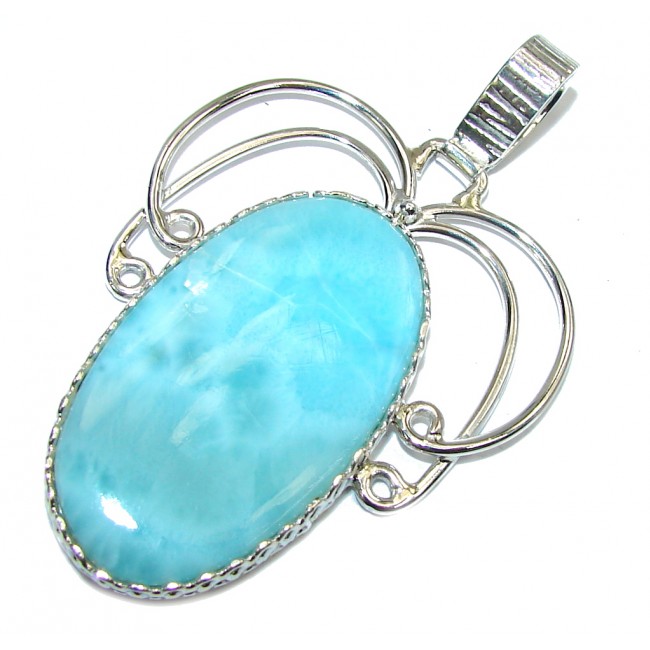 Big! Exotic Style Blue Larimar Sterling Silver Pendant