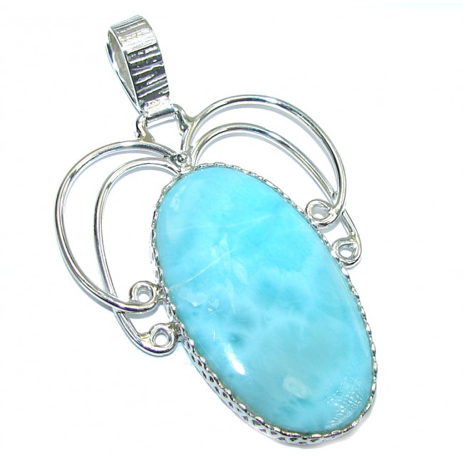 Big! Exotic Style Blue Larimar Sterling Silver Pendant