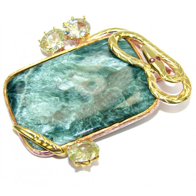 Boa Guard AAA Green Seraphinite & Gold Plated Sterling Silver Pendant
