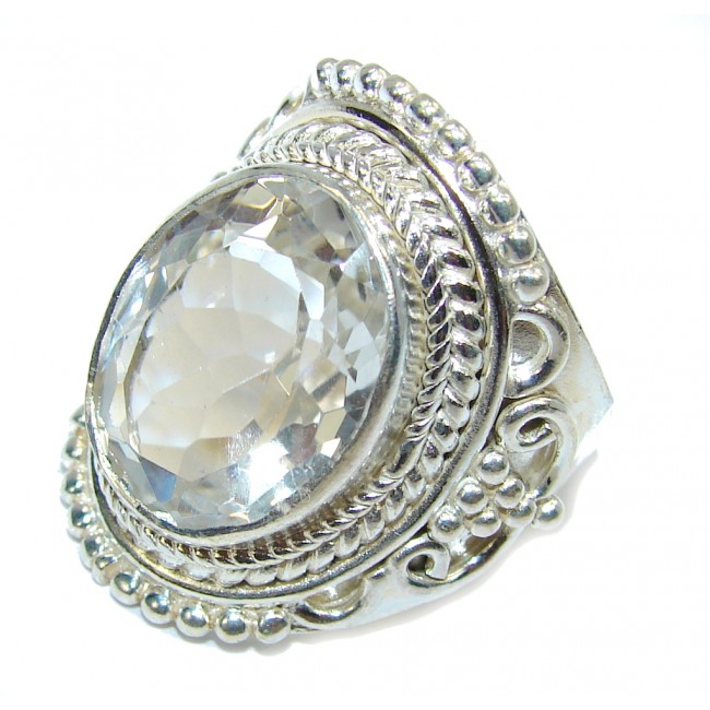 Big! Amazing White Topaz Sterling Silver Ring s. 11