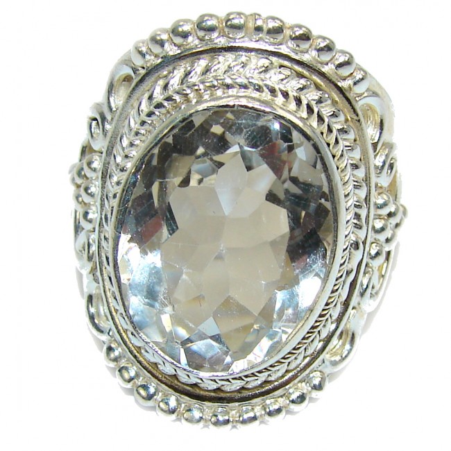 Big! Amazing White Topaz Sterling Silver Ring s. 11