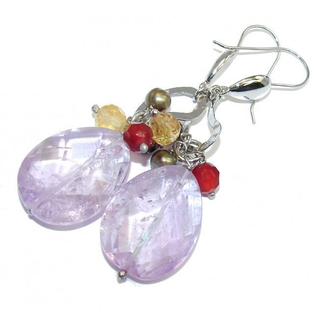 Huge Lavender Spin Purple Amethyst Sterling Silver earrings