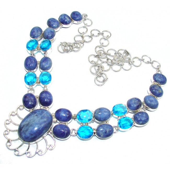 Brazilian Blue Sodalite & London Blue Topaz Sterling Silver necklace