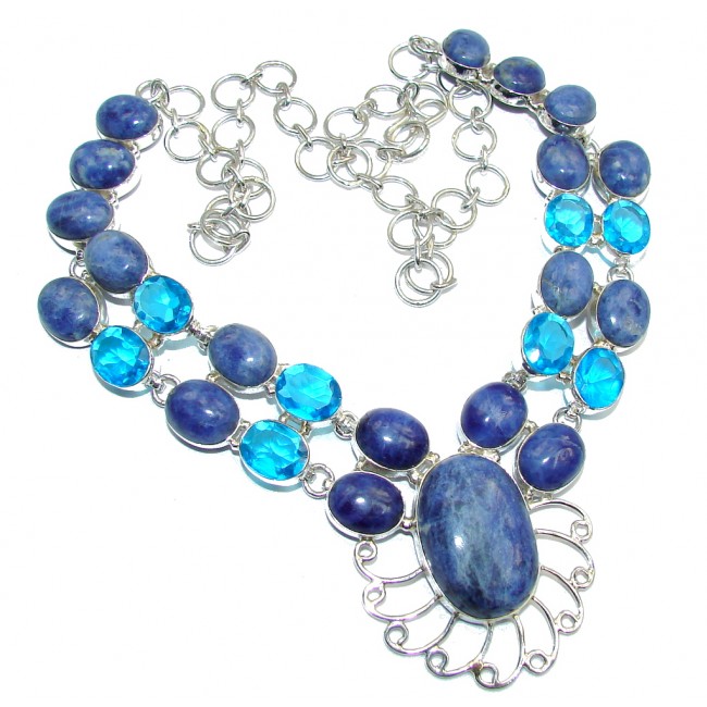 Brazilian Blue Sodalite & London Blue Topaz Sterling Silver necklace