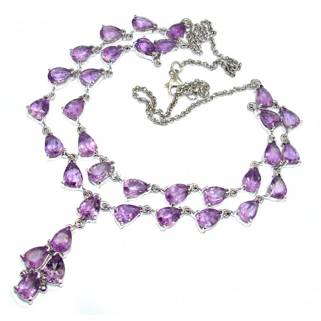 Luxurious! Natural AAA Purple Amethyst Sterling Silver Necklace