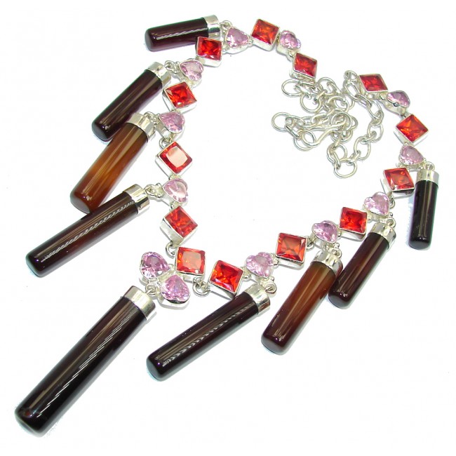 Dainty Daisy!! Brown Botswana Agate Sterling Silver necklace