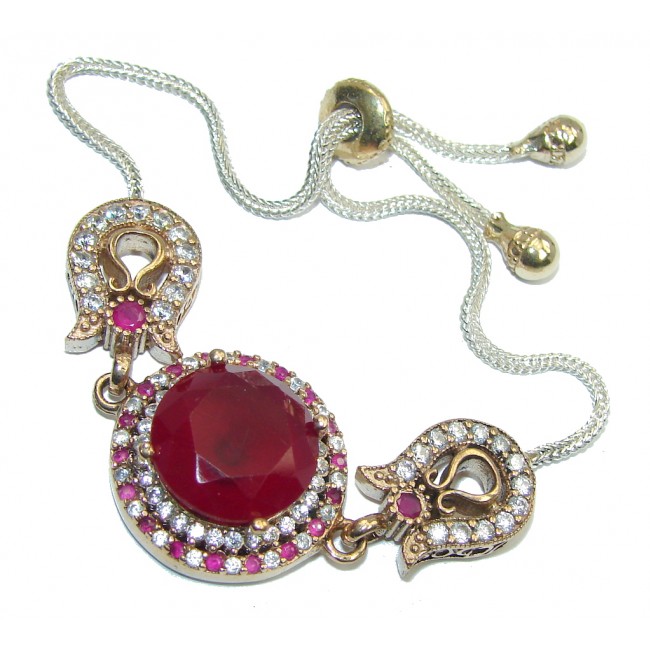 Victorian Style! created Red Ruby & White Topaz Sterling Silver Bracelet