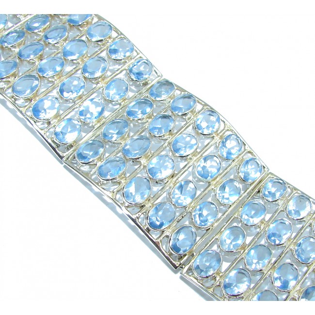 Beautiful Created Light Blue Tanzanite Sterling Silver Bracelet