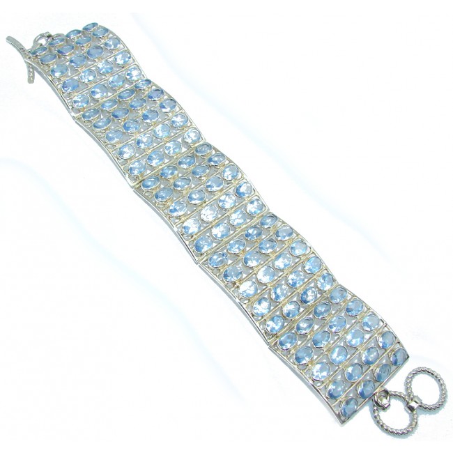 Beautiful Created Light Blue Tanzanite Sterling Silver Bracelet