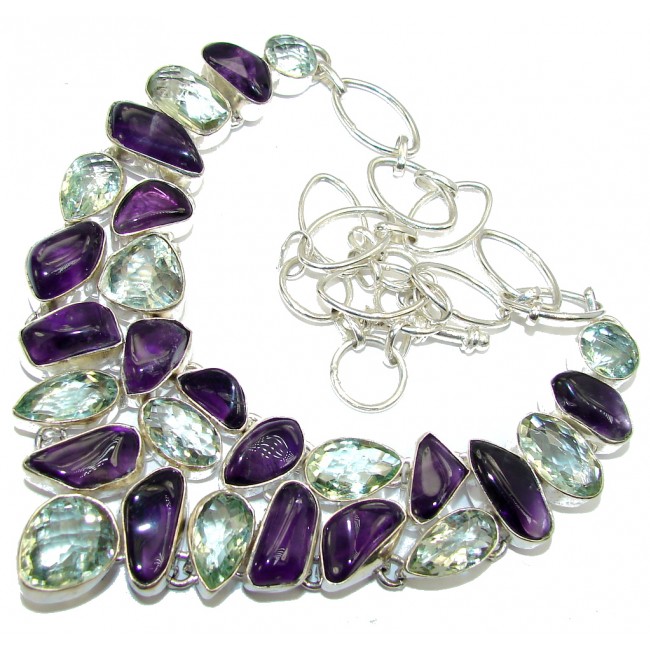 Path Of Life! Green & Purple Amethyst Sterling Silver Necklace