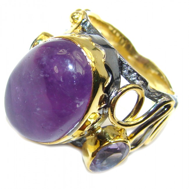 Genuine AAA Amethyst Gold plated over Sterling Silver Ring s. 7 1/4