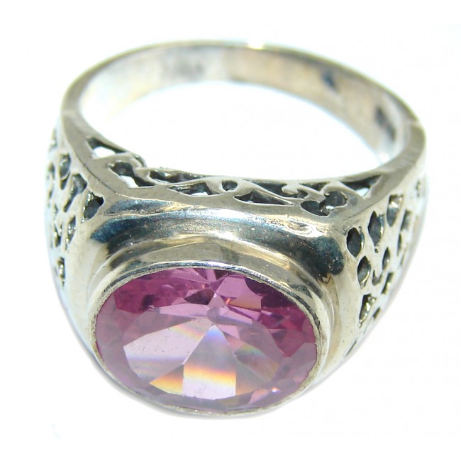 Excellend Pink Cubic Zirconia Sterling Silver Ring s. 8