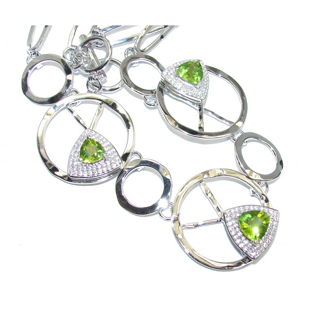 Three Planets Genuine Green Peridot Sterling Silver Necklaces