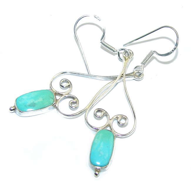 Lime Clover genuine Turquoise & Silver Sterling earrings