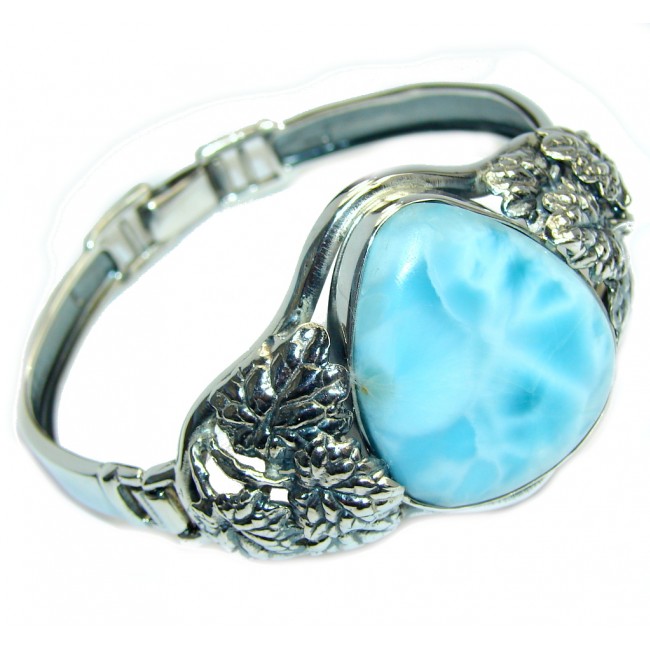 Perfect Design AAA Blue Larimar Sterling Silver Bracelet / Cuff