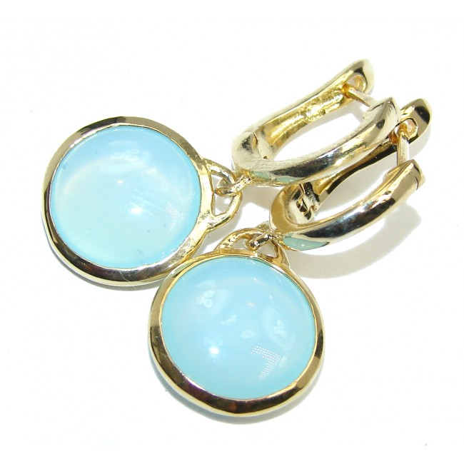 Ocean Secret Blue Botswana Agate Gold over Sterling Silver earrings