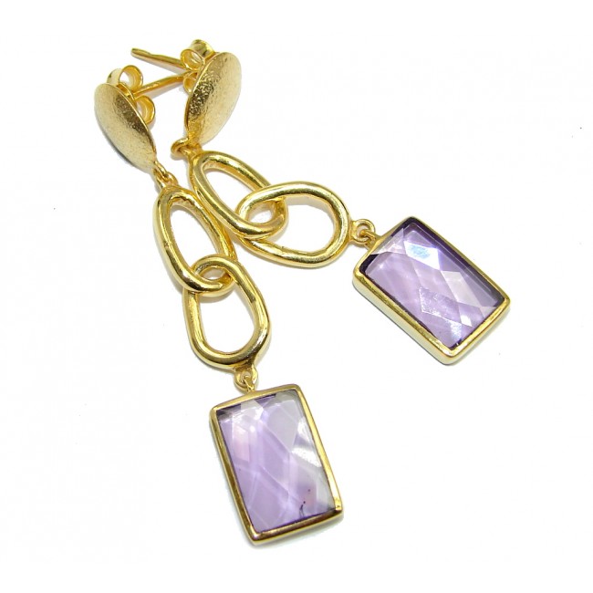 Perfect Gift Lilac Quartz Gold Over Sterling Silver Earrings