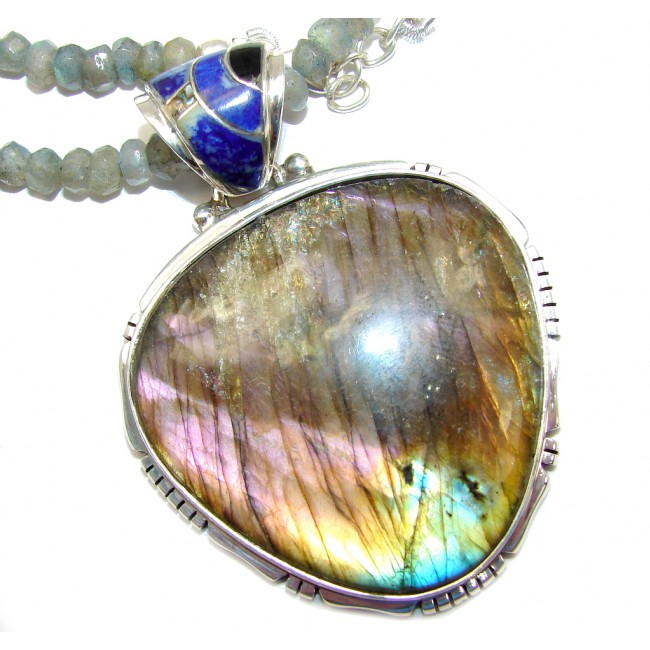 Cloud Of Desire AAA Fire Labradorite Sterling Silver necklace ...