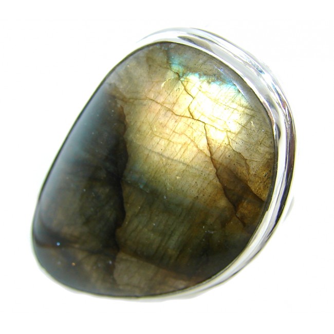 Captured Fire AAA Labradorite Sterling Silver Ring s. 8 - adjustable