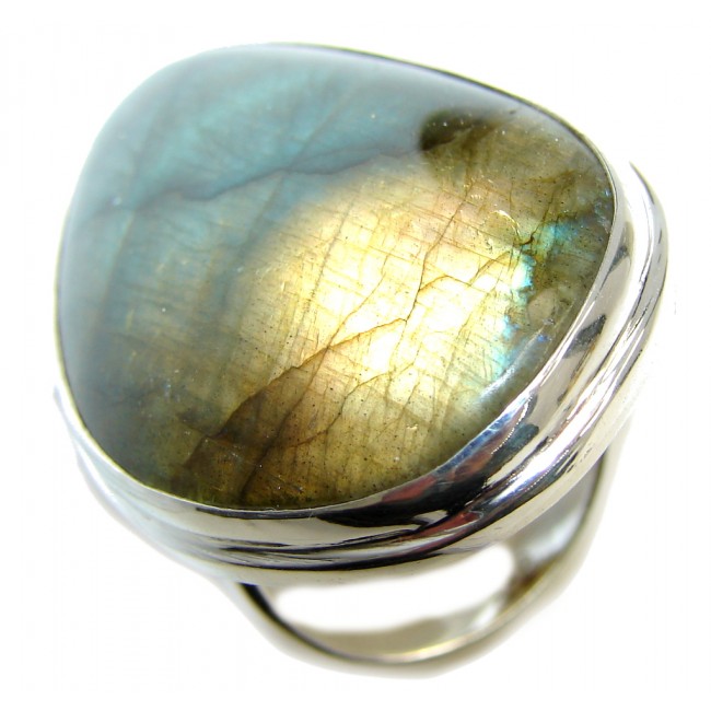 Captured Fire AAA Labradorite Sterling Silver Ring s. 8 - adjustable