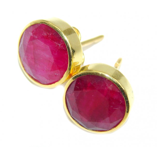 Delicate Pink Ruby Gold Plated Sterling Silver earrings