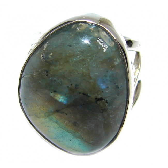 Captured Fire AAA Labradorite Sterling Silver Ring s. 7 1/2- adjustable
