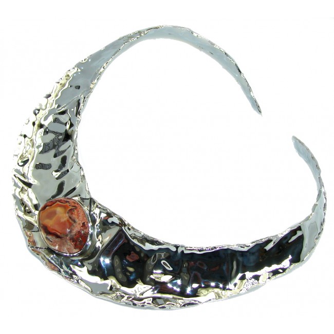 Bohemian Style AAA Mexican Opal Hammered Sterling Silver necklace / Choker