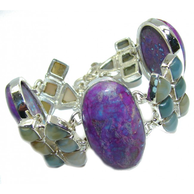 Tropical Glow Purple Amethyst Agate Sterling Silver Bracelet
