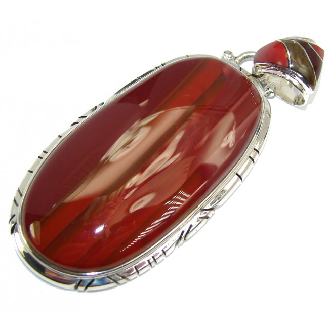 Excellent AAA Red Jasper Sterling Silver Pendant