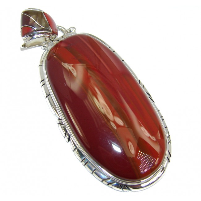 Excellent AAA Red Jasper Sterling Silver Pendant