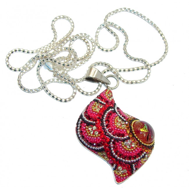 Touch Of Life Red Crystals Mexico Made Sterling Silver necklace