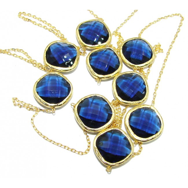 40 inchces long Styligh London Blue Topaz Gold plated over Sterling Silver necklace