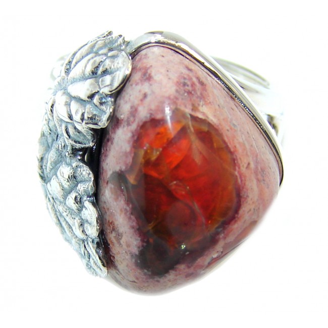 Fabulous AAA+ Mexican Fire Opal Sterling Silver Ring s. 7 1/2