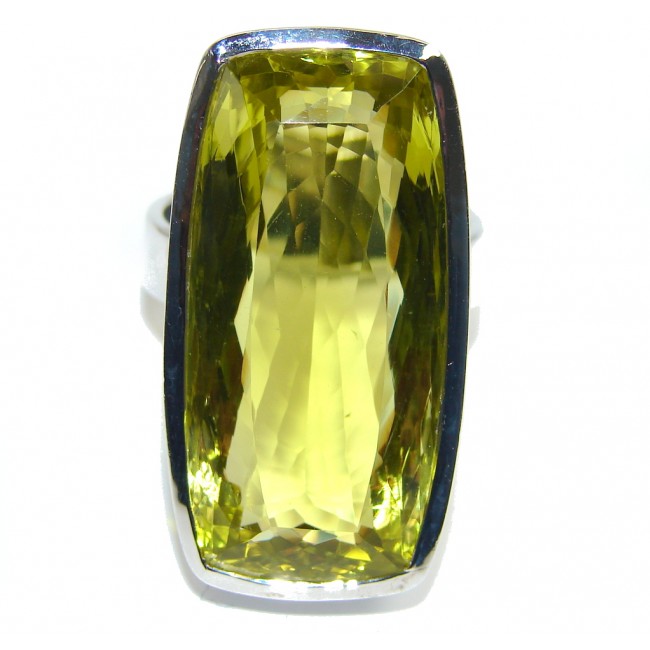 Big Yellow Citrine Gold Rhodium plated over Sterling Silver Ring s. 9 3/4