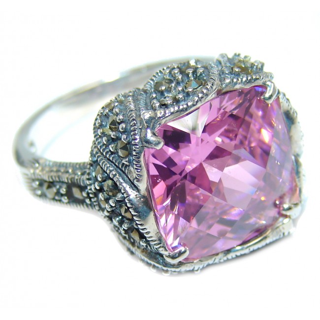 Amazing Pink Rose Cubic Zirconia Sterling Silver Ring s. 7
