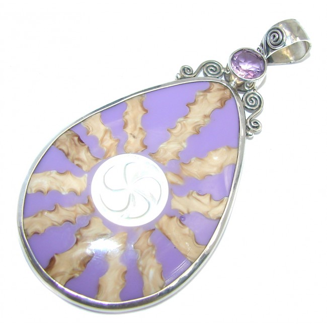 Unique Purple Shell Sterling Silver Pendant