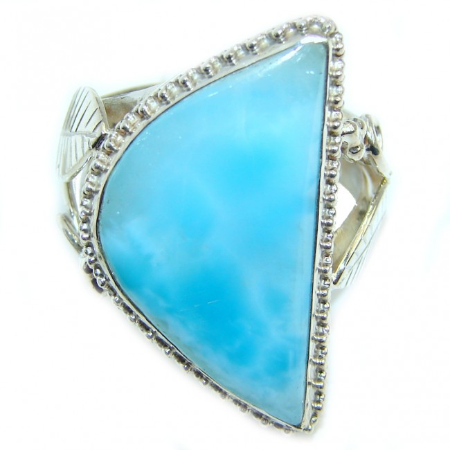 Sublime quality Blue Larimar Sterling Silver Ring size 9 1/4