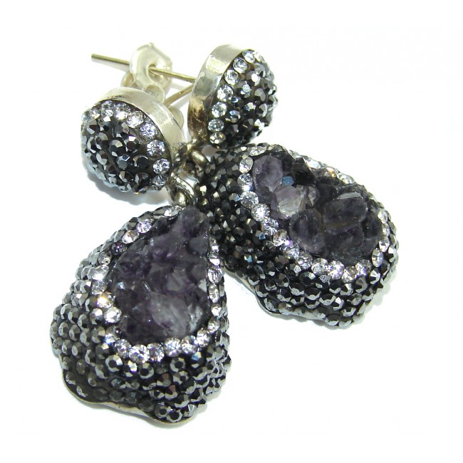 Perfect Design Purple Amethyst Sterling Silver earrings