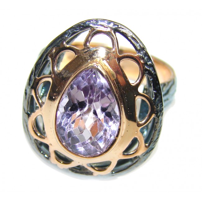 Precious Pink Amethyst Rose Gold plated over Sterling Silver Ring s. 7 1/4