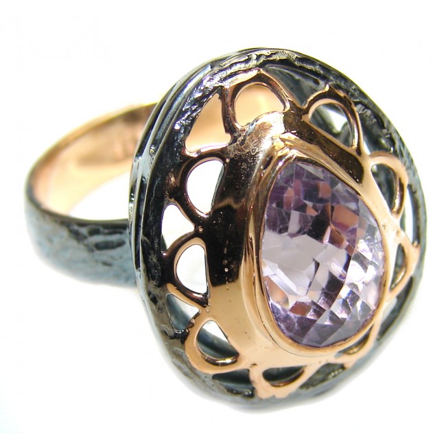 Precious Pink Amethyst Rose Gold plated over Sterling Silver Ring s. 7 1/4