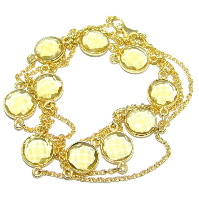 36 inches created Citrine Gold over Sterling Silver Necklace