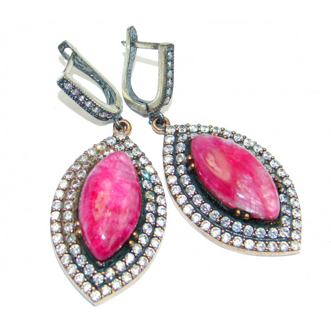Rainbow Pink Moonstone Spinel copper over Sterling Silver earrings