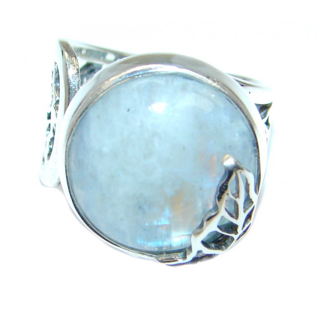 Fire Moonstone Sterling Silver handmade ring size adjustable