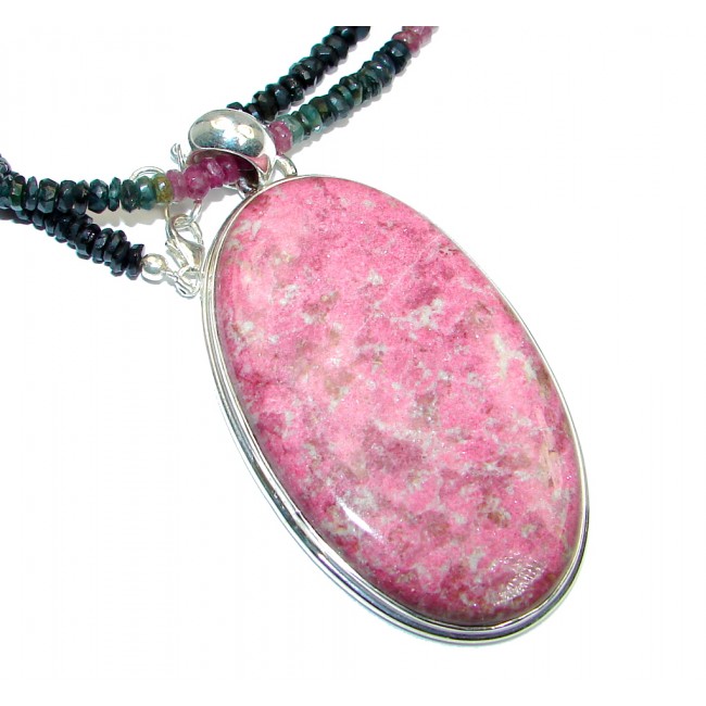 Great Pink Opal Tourmaline Sterling Silver handmade Necklace