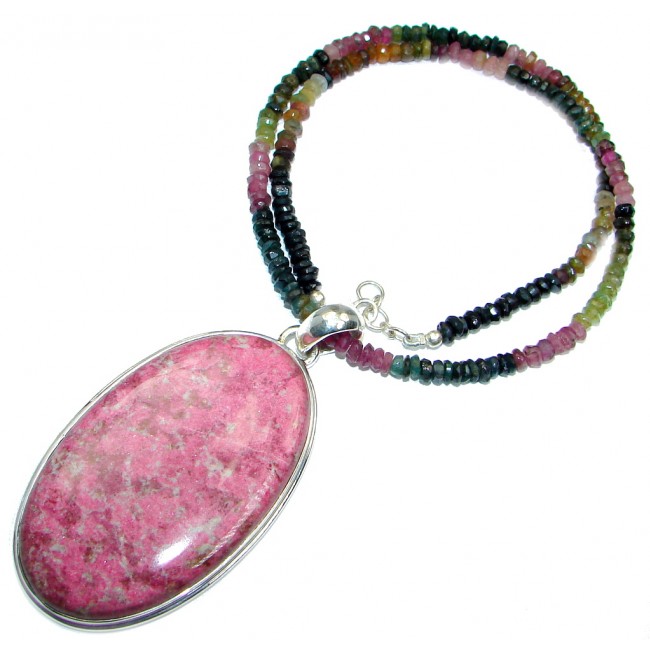 Great Pink Opal Tourmaline Sterling Silver handmade Necklace