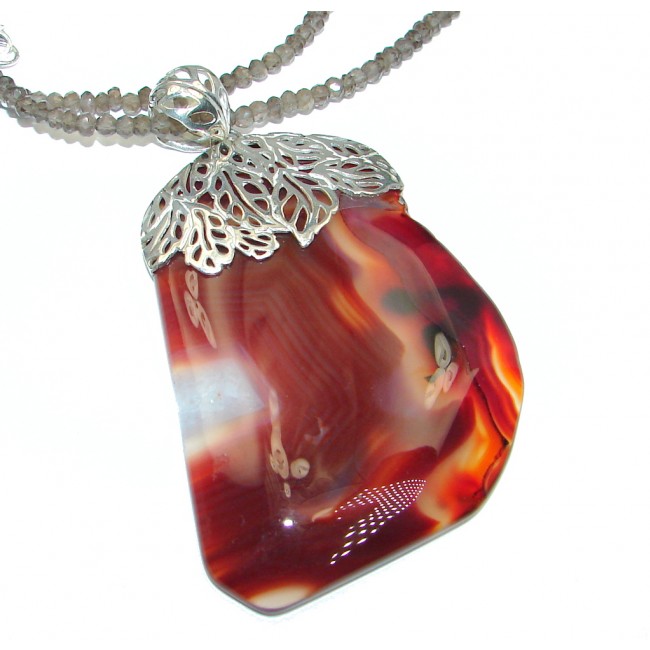 Aura Of Beauty Natural Botswana Agate Sterling Silver handmade necklace