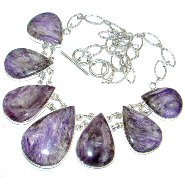 Great Quality Siberian Purple Charoite Sterling Silver handmade Necklace